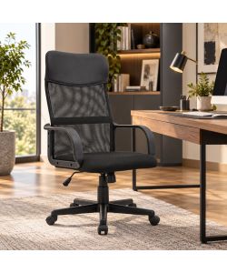 Domo Mea Poltrona Ufficio Ergonomica Nera - Seduta in PU e Schienale in Mesh
