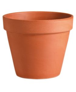 Deroma Vaso in terracotta rotondo 27 cm colore cotto con foro drenaggio