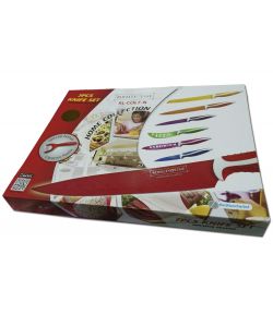 Set 7 Coltelli Colorati da Cucina Multiuso Royalty Line con Pelapatate