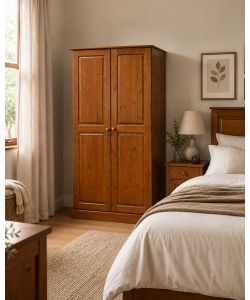 Armadio 2 Ante in Legno di Pino Finitura Ciliegio 102,5x56x181,7 cm - Anna Domo Mea