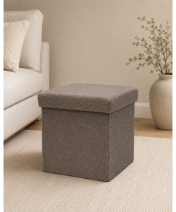 Domo Mea Pouf pieghevole Teddy Beige 38x38 cm con vano contenitore