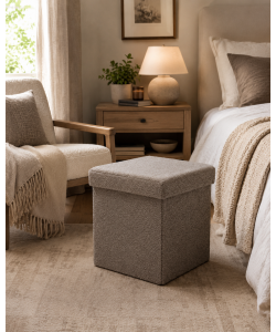 Domo Mea Pouf pieghevole Teddy Beige 38x38 cm con vano contenitore