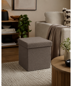 Domo Mea Pouf pieghevole Teddy Beige 38x38 cm con vano contenitore