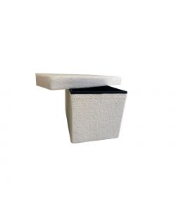 Domo Mea Pouf Pieghevole Contenitore Teddy Bianco - 76x38x38 cm