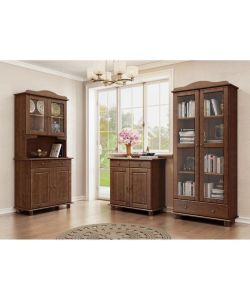 Credenza in Pino Massiccio 4 Ante e 2 Cassetti con Vetrine - Imbuya Domo Mea