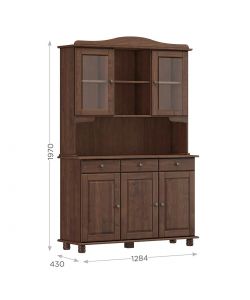Domo Mea Credenza in Pino Massiccio Scuro - 5 Ante e 3 Cassetti 1,97 m