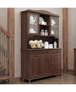 Domo Mea Credenza in Pino Massiccio Scuro - 5 Ante e 3 Cassetti 1,97 m