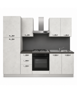 Cucina lineare 255 cm Stone Bianco con elettrodomestici Beko Norah