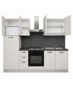 Cucina lineare 255 cm Stone Bianco con elettrodomestici Beko Norah
