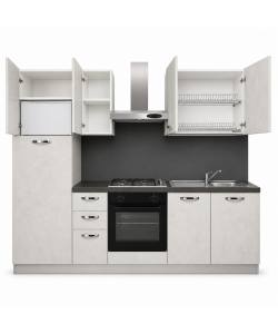 Cucina lineare 255 cm Stone Bianco con elettrodomestici Beko Norah