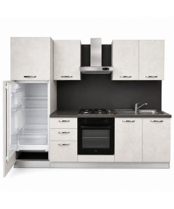 Cucina lineare 255 cm Stone Bianco con elettrodomestici Beko Norah