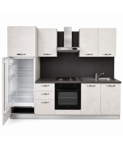 Cucina lineare 255 cm Stone Bianco con elettrodomestici Beko Norah