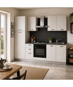 Cucina lineare 255 cm Stone Bianco con elettrodomestici Beko Norah