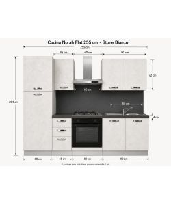 Cucina lineare 255 cm Stone Bianco con elettrodomestici Beko Norah