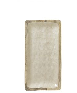 Piatto Legno Decorativo Crema Rettangolare 38x20x2 cm per Tavola