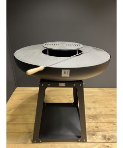 B&B Artigianato Italiano Design Gualdo Tadino - Barbecue da esterno tondo professionale in acciaio a legna e carbone - Braciere Pro 900