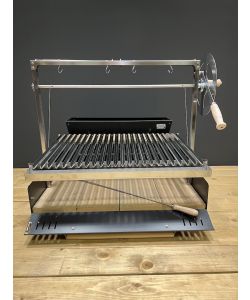 B&B Artigianato Italiano Design Gualdo Tadino - Parrilla argentina professionale in acciaio inox e al carbonio con griglia a saliscendi - Parrilla Big Nero