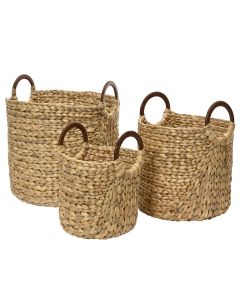 Cesta con Manici in Legno Intrecciato 30x37 h cm per Interni - Media