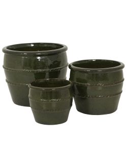 Vaso Lucia Terracotta Verde Cilindrico 37 cm per Piante Indoor/Outdoor