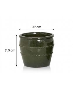 Vaso Lucia Terracotta Verde Cilindrico 37 cm per Piante Indoor/Outdoor