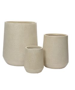 Scott Vaso per Piante Rotondo Beige 26 cm in Fibra Clay Effetto Pietra