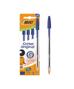 BIC Cristal Penna a Sfera Blu 4 Pezzi Confezione Blister 1.0mm