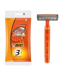 BIC Rasoio Usa e Getta Arancione Sensitive 3 Lame - Confezione da 6 pz