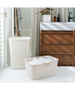 Keter Cesta Portabiancheria Softex Bianco Gesso 45L con Maniglie