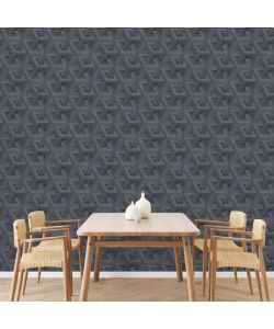 DUTCH WALLCOVERINGS Carta da Parati Onyx Antracite e Oro