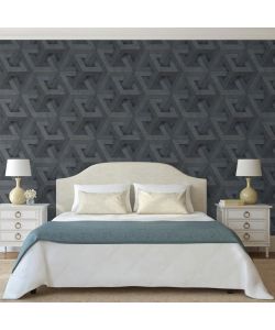 DUTCH WALLCOVERINGS Carta da Parati Onyx Antracite e Oro