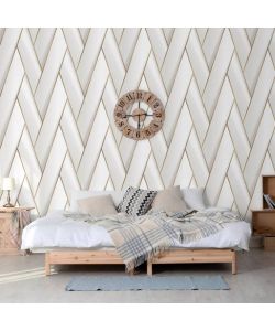 DUTCH WALLCOVERINGS Carta da Parati Geometric Bianco e Oro