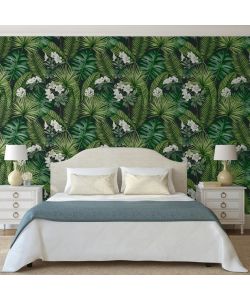 DUTCH WALLCOVERINGS Carta da Parati 'Eden' Nero e Verde Scuro