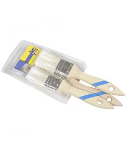 Nespoli Set 3 Pennelli per Smalto all'Acqua Misure 30-40-50 - Manico Legno Marrone e Blu