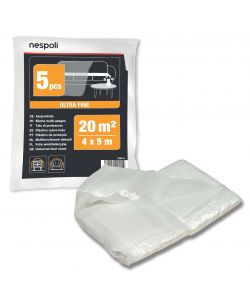 Nespoli Set 5 Teli Protezione Trasparenti 4x5m per Mobili e Pavimenti