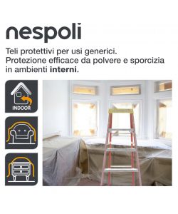 Nespoli Set 5 Teli Protezione Trasparenti 4x5m per Mobili e Pavimenti