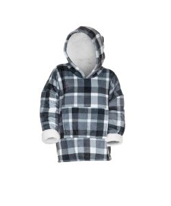 Felpa Calda Scozzese Oversize Morbida con Cappuccio e Tasca