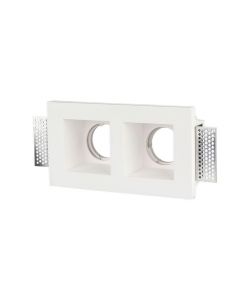 Portafaretto LED da Incasso Quadrato 2xGU10 e GU5.3 (MR16) Corpo in Gesso Bianco