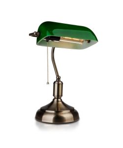 Lampada LED da Tavolo Vintage in Metallo con Portalampada E27 Diffusore Inclinabile di 90 in Vetro Colore Verde