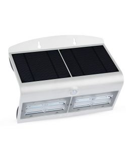 Lampada LED Solare da Muro a Batteria 6,8W 60LED con Sensore PIR Colore Bianco 4000K IP65