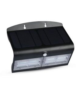 Lampada LED Solare da Muro a Batteria 6,8W 60LED con Sensore PIR Colore Nero 4000K IP65