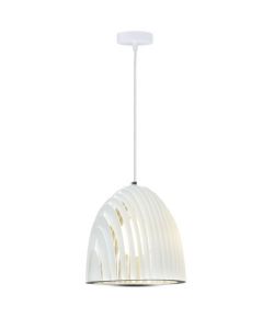 Lampadario LED a Campana Prismatica in Metallo con Portalampada E27 (Max 60W) Colore Bianco