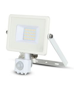 Faro LED Chip Samsung 20W con Sensore di Movimento e Crepuscolare e Interruttore Manuale di Bloccaggio Colore Bianco 3000K IP65