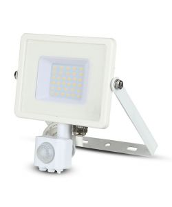 Faro LED Chip Samsung 30W con Sensore di Movimento e Crepuscolare e Interruttore Manuale di Bloccaggio Colore Bianco 3000K IP65