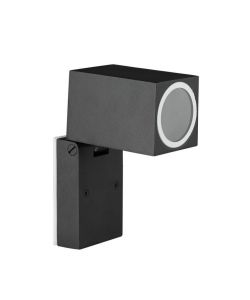 Portafaretto LED da Muro Quadrato GU10 (Max 35W) Orientabile Colore Nero IP44