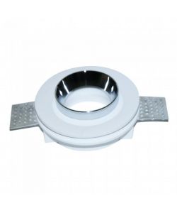 Portafaretto LED da Incasso Rotondo GU10 e GU5.3 (MR16) Corpo in Gesso Bianco e Metallo Cromato