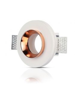 Portafaretto LED da Incasso Rotondo GU10 e GU5.3 (MR16) Corpo in Gesso Bianco e Metallo Rosa Dorato