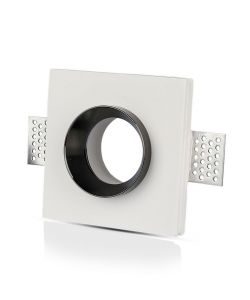 Portafaretto LED da Incasso Quadrato GU10 e GU5.3 (MR16) Corpo in Gesso Bianco e Metallo Cromato