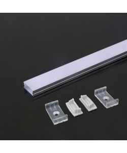 Profilo in Alluminio Colore Silver per Strip LED (Max l: 21,5mm) Copertura Satinata 2000 x 23,5 x 10mm