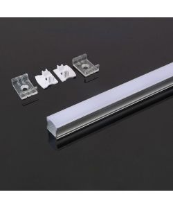 Profilo in Alluminio Colore Silver per Strip LED (Max l: 12,5mm) Copertura Satinata 2000 x 17,2 x 14,4mm