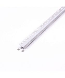 Profilo in Alluminio Colore Silver per Strip LED ad Incasso per Cartongesso Angolare Interno (Max l: 9,5mm) Copertura Satinata 2000 x 45,4mm